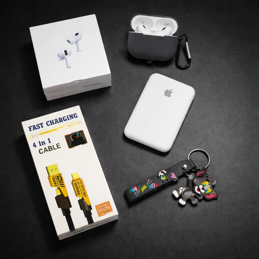 5-in-1 Wireless Earbuds Combo Kit | MagSafe Power Bank + Multi Cable + Protective Case (Zodix Pro)